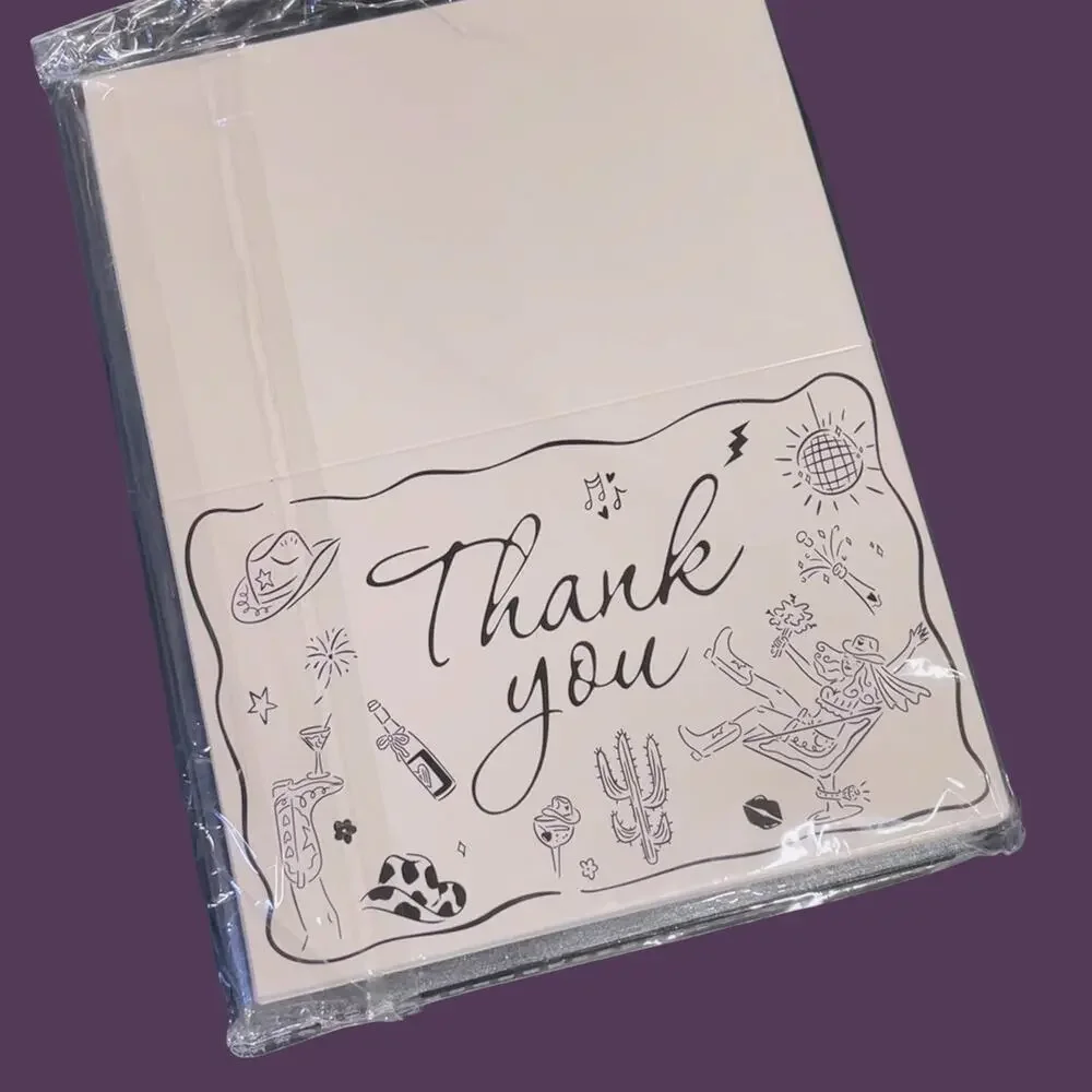 24 Cowgirl Bachelorette Thank You Cards Envelopes & Stickers Western Party